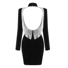 Load image into Gallery viewer, Sexy Backless Diamond Tassel Velvet Dress