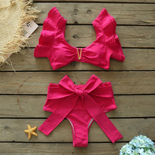 Load image into Gallery viewer, Push-Up Padded Bra Ruffles Bandage Bikini Set