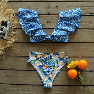 Push-Up Padded Bra Ruffles Bandage Bikini Set