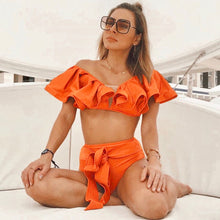 Load image into Gallery viewer, Push-Up Padded Bra Ruffles Bandage Bikini Set