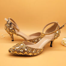 Load image into Gallery viewer, Champagne Golden crystal  shoes