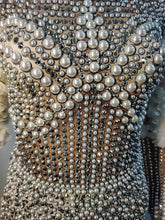 Load image into Gallery viewer, Luxury Pearls Rhinestones Flower Sleeve Bodysuit