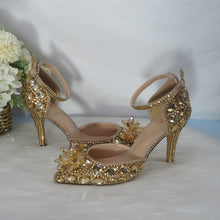 Load image into Gallery viewer, Champagne Golden crystal  shoes
