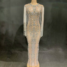 Load image into Gallery viewer, Mesh See Through Sparkly Crystals Long Dress