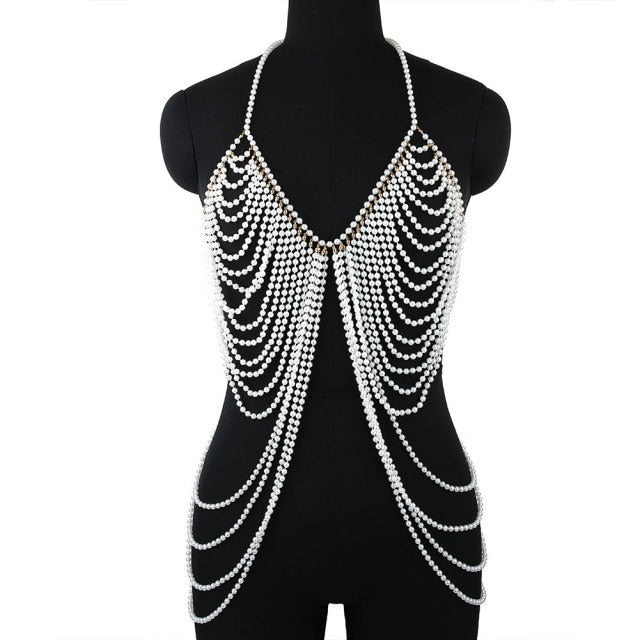 Pearl Shawl Necklaces Body Chain