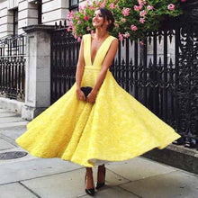 Load image into Gallery viewer, Cute Yellow Cocktail Dress