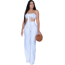 Load image into Gallery viewer, Two Piece Pants Set Tied Tube Top &amp; Solid Regular Long Pants Suits