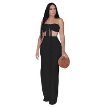 Load image into Gallery viewer, Two Piece Pants Set Tied Tube Top &amp; Solid Regular Long Pants Suits