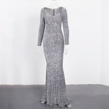 Load image into Gallery viewer, Long Sleeve Sequin Maxi Dress