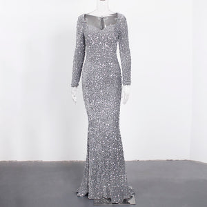 Long Sleeve Sequin Maxi Dress
