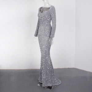 Long Sleeve Sequin Maxi Dress