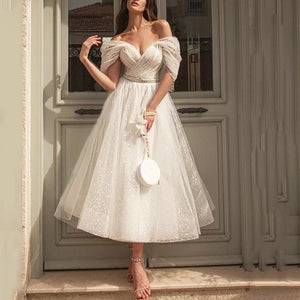 Shiny Tulle Short Prom Dress