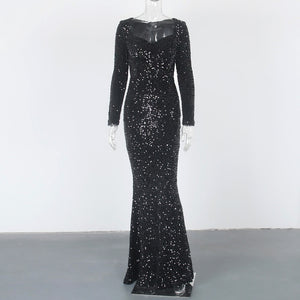 Long Sleeve Sequin Maxi Dress