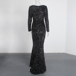 Long Sleeve Sequin Maxi Dress