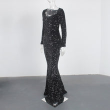 Load image into Gallery viewer, Long Sleeve Sequin Maxi Dress