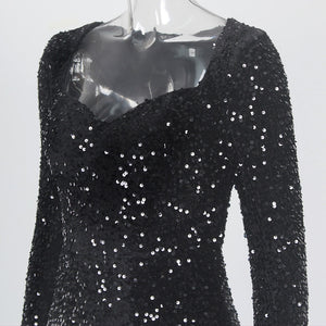Long Sleeve Sequin Maxi Dress
