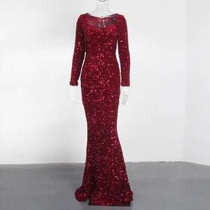 Long Sleeve Sequin Maxi Dress