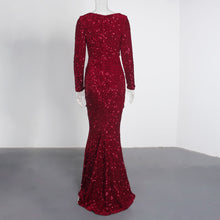 Load image into Gallery viewer, Long Sleeve Sequin Maxi Dress