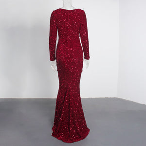 Long Sleeve Sequin Maxi Dress
