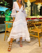 Load image into Gallery viewer, White Lace Ruffle Dress
