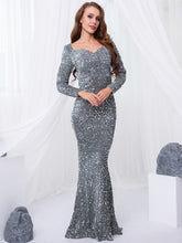 Load image into Gallery viewer, Long Sleeve Sequin Maxi Dress