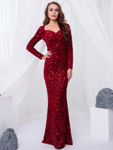 Load image into Gallery viewer, Long Sleeve Sequin Maxi Dress