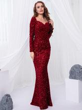 Load image into Gallery viewer, Long Sleeve Sequin Maxi Dress