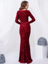 Load image into Gallery viewer, Long Sleeve Sequin Maxi Dress