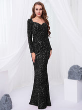 Load image into Gallery viewer, Long Sleeve Sequin Maxi Dress