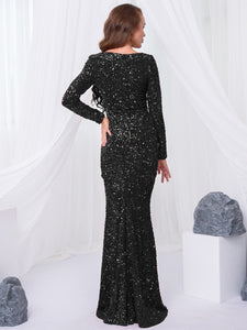 Long Sleeve Sequin Maxi Dress