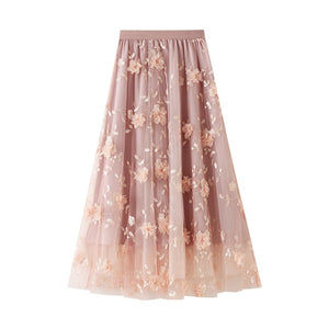 Vintage Butterfly Embroidery  Skirt
