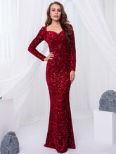 Load image into Gallery viewer, Long Sleeve Sequin Maxi Dress