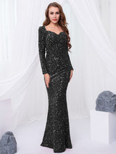 Load image into Gallery viewer, Long Sleeve Sequin Maxi Dress