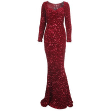 Load image into Gallery viewer, Long Sleeve Sequin Maxi Dress