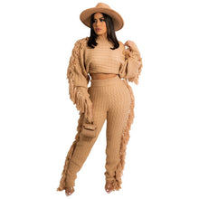 Load image into Gallery viewer, Tassel Knitted Sweater Sexy Two Piece Set