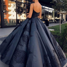 Load image into Gallery viewer, Black A-Line Evening Dress