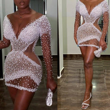 Load image into Gallery viewer, White Pearls Party Evening Dress