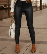 Load image into Gallery viewer, High Waist Lace-up Skinny PU Pants