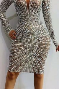 Sparkly Silver Rhinestone short Dress