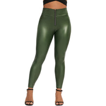 Load image into Gallery viewer, High Waist Zipper PU Leather Pants