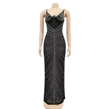 Load image into Gallery viewer, Mesh Sheer Rhinestones Maxi Dress