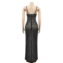 Load image into Gallery viewer, Mesh Sheer Rhinestones Maxi Dress
