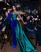 Load image into Gallery viewer, Blue Velvet Evening Dress