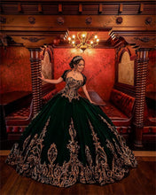 Load image into Gallery viewer, Velvet Ball Gown Quinceanera Dress