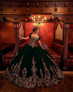Velvet Ball Gown Quinceanera Dress