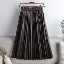 Load image into Gallery viewer, Autumn  PU Leather Pleated Skirt