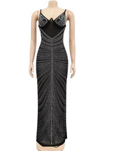 Load image into Gallery viewer, Mesh Sheer Rhinestones Maxi Dress