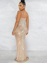 Load image into Gallery viewer, Mesh Sheer Rhinestones Maxi Dress