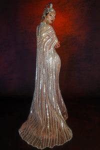 Silver Sequins Crystals Transparent  Dress
