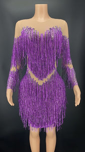 Sparkly Rhinestones Fringes Dress